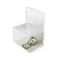 Custom Transparent Plastic Donation Collection Bin Lockable PMMA Suggestion Case Acrylic Charity Box