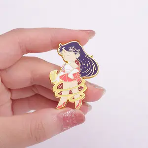 Nhật Bản Phim Hoạt Hình Kim Loại Pins Tùy Chỉnh Đẹp Anime Cô Gái Men Cứng Pin Vàng Mạ Ve Áo Pin