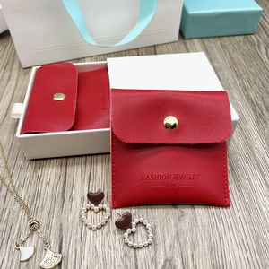 Custom Red Leather Jewelry Packaging Bag with <b>Box</b> - Product Image 1