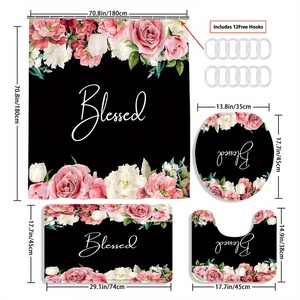 Decorazione moderna per la casa 4 pezzi con testo artistico tenda rosa belle <span class=keywords><strong>tende</strong></span> <span class=keywords><strong>da</strong></span> doccia <span class=keywords><strong>regalo</strong></span> - Product Image 1