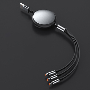 Câble Micro USB 3 en 1 rétractable en alliage d'aluminium de 1.2m, câble de charge rapide pour téléphone portable de type C - Product Image 6