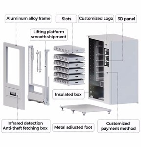 ตู้จำหน่ายสินค้าอัตโนมัติแบบหยอดเหรียญพร้อมจอ LED สำหรับโยเกิร์ตแช่เย็น น้ำผลไม้ และเครื่องดื่มเย็น ผลิตจากโลหะ - Product Image 3