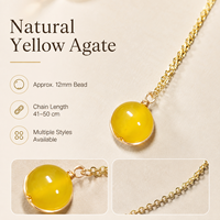 Collier pendentif en agate jaune naturelle, enveloppé de fil, chaîne en acier inoxydable, or, argent, cadeau