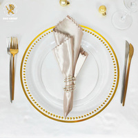 Assiettes de présentation en plastique transparentes à bord doré, sélectionnables, pour décoration de fêtes, événements et mariages