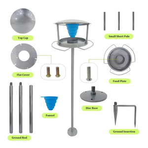 Comedero para <span class=keywords><strong>Pájaros</strong></span> JH-Mech con Poste y Recipiente de Silicona, Atrae Aves Silvestres, Comedero de Metal Resistente con Recubrimiento de Polvo Gris - Product Image 2