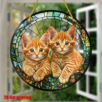 Nouveau film acrylique 2D transfrontalier, décoration d'intérieur, thème chats, design d'art moderne, attrape-soleil, panneau suspendu coloré peint