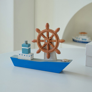 Mediterranean Style Blue White Sailboat Model Decoration 2Pcs Desk Ornament Home Decor Lightweight Craft Boat Gift - Product Image 3