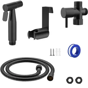 304 Stainless Steel genggam Muslim Shower hitam Shattaf semprotan Bidet Toilet semprot set