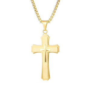 Kalung Liontin Salib 3D Tiga Dimensi Bahan Stainless Steel Anti Air Anti Luntur Perhiasan Religius Pria Hadiah untuknya - Product Image 6