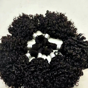 Natural Black Deep Curly Human Hair Weave Bundle Virgin Remy Hair Extensions Weft - Product Image 2