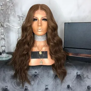 Faux cuir chevelu luxueux de qualité supérieure, couleur brun coréen ondulé, jungle japonaise Remy, 1 pièce - Product Image 1