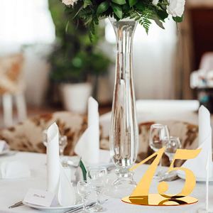 Reception Gold Mirror Acrylic <b>Number</b> Signs With Holder Base <b>Wedding</b> <b>Table</b> <b>Numbers</b> 1-15/Set - Product Image 2