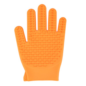 Gants de toilettage pour animaux de compagnie, mitaines en silicone pour enlever les poils des chats, double face, massage et nettoyage, orange, vert clair - Product Image 2