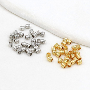 Cuentas de Barril de Tres Capas de Cobre Chapado en Oro de 18k D162, Accesorios de Joyería DIY - Product Image 2