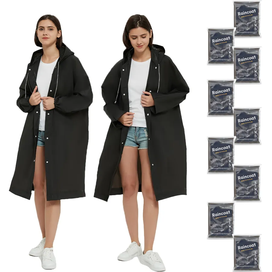 Capa de chuva portátil para uso ao ar livre, capa de chuva reutilizável com poncho impermeável, capa de chuva personalizada com logotipo