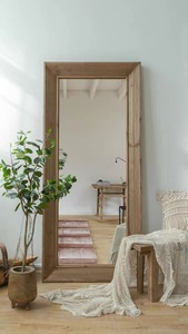 SWT Wooden <strong>Rustic</strong> Whitewashed <strong>Large</strong> Floor Standing <strong>Mirror</strong> Wooden Arched <strong>Mirror</strong> - Product Image 5