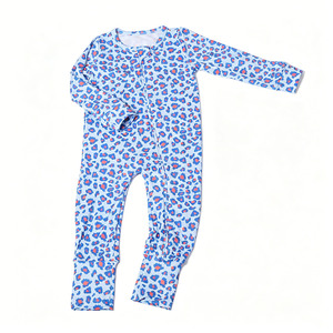 Combinaison pour filles FANCY MONKEY Fb-2, imprimée sur mesure, en coton/bambou 230g, avec fermeture éclair cachée, pyjama long avec pieds pliables pour bébés - Product Image 6