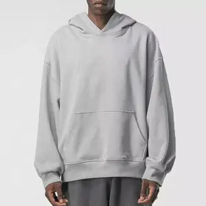 High Quality French Terry Hoodies Sweatshirts Men Custom 3d Puff Printing Essentials Heavyweight 100% Cotton Oversized Hoodie