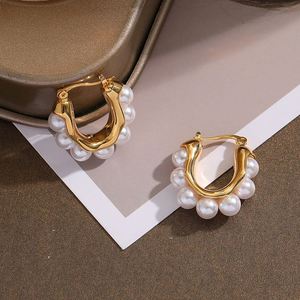 Pendientes de Aro en Forma de U con Perlas de Imitación, Estilo Coreano, Modernos y Elegantes, Accesorios de Joyería Fina para Mujer - Product Image 2