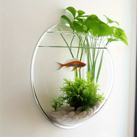 Aquarium mural transparent en acrylique de forme ronde, idéal pour la décoration de la maison et du bureau, aquarium mural à bul