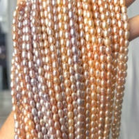 Perles d'eau douce en forme de riz de 3-4 mm, lueur intense, surface propre et impeccable, couleurs multiples rose, orange, violet, origine Zhuji