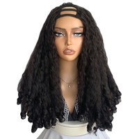 Nouvelle Perruque Africaine Tressée Longue Bouclée Ondulée Profonde Transparente en U, Cheveux Flottants à Boucles Spirales, Noir Naturel