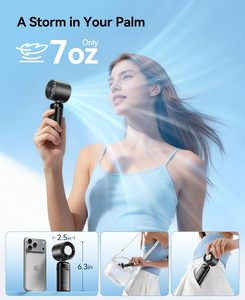Ventilateur portable rechargeable à affichage numérique, puissant, mini ventilateur personnel avec cordon pour le camping en plein air - Product Image 5