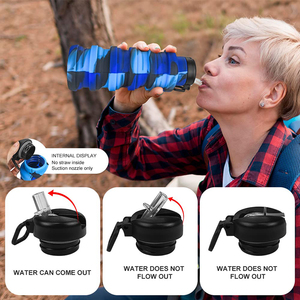Bouteilles de voyage pliables de qualité alimentaire, bouteille en silicone pour le sport en plein air, bouteille d'eau en silicone pliable - Product Image 3