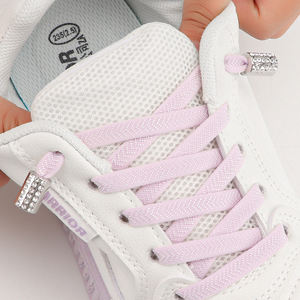 <span class=keywords><strong>Cordones</strong></span> Planos Elásticos con Hebilla de Metal de Diamante, <span class=keywords><strong>Cordones</strong></span> Planos <span class=keywords><strong>sin</strong></span> Lazos para <span class=keywords><strong>Zapatillas</strong></span> de Deporte, 1 Par, Novedad, 1 Par - Product Image 3