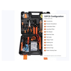 32PCS Carbon Steel Household <b>Hand</b> <b>Tool</b> <b>Set</b> with Bit Holder Portable Home Repair <b>Tool</b> Kit and Hard Case - Product Image 2