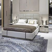 Ensemble de meubles de chambre à coucher de luxe Furnistyle, lit double king size avec rangement, en MDF, pour la maison, les hôtels et les villas
