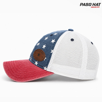 Gorra Trucker de Malla de Sarga Lavada de 6 Paneles con Logotipo Personalizado, Parche de Cuero, Estilo Vintage, Gorra de Béisbol con Cierre Ajustable