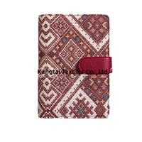 Carnet à feuilles mobiles A6 transfrontalier, planificateur budgétaire, journal à couverture en tissu texturé effet cuir style ethnique, classeur à anneaux, promotion Bullet