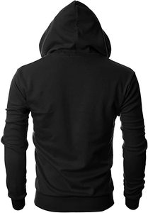 Sweat-shirt à capuche léger à fermeture éclair et à manches longues pour homme, vêtement de haute qualité avec poche Kanga, couleur unie, vente en gros - Product Image 3