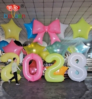 Ballon géant en forme de lune de 60 pouces avec nœud décoratif, ballon à hélium en nylon de 2 m, personnalisable pour les fêtes, la Journée des enfants, le Nouvel An, les mariages