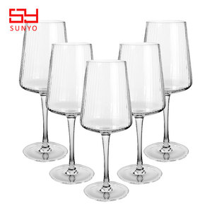SUNYO Ripple Colored Wine <strong>Glasses</strong> Ribbed Crystal Big Long Vintage Style Drinking Glassware Stemmed <strong>Glasses</strong> - Product Image 3