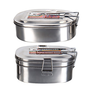 Stainless Steel Lunch Box Square Single Layer Double Layer With Lid For Student Cafeteria Steamed Rice Bento - Product Image 1