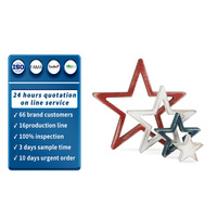 Ensemble de décorations de table en bois vintage vieilli avec étoiles à cinq branches évidées, ornements en bois de style ferme pour la maison