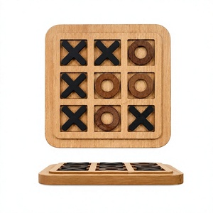 Wooden Handmade Vintage Style Brown <b>Tic</b> <b>Tac</b> <b>Toe</b> Game Geometric Carved <b>Board</b> Minimalist Design Oval Shape Family Toy Decorative - Product Image 2