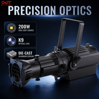 Projecteur LED COB 200W CRI95 3200K 5600K DMX512 19/26/36/50 °   Lampe projecteur ellipsoïdale à lentille optique K9 pour boîte de nuit