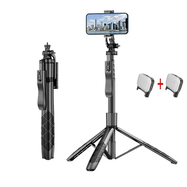 Telefoon Stabilisator Smart Automatische Fae Tracking Met Verwijderbare Vul Licht Stand Draadloze Selfie Stick Statief Voor Live Streaming