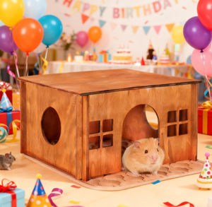 Popolare Giocattolo per Criceti Personalizzato in Legno Massiccio Ecologico, Cabina Triangolare Invernale con Cuscini Morbidi a Bottone, <span class=keywords><strong>Nido</strong></span> per Dormire - Product Image 6