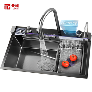 Évier <span class=keywords><strong>de</strong></span> Cuisine Numérique Cascade Distributeur <span class=keywords><strong>Lave</strong></span>-Tasse Distributeur <span class=keywords><strong>de</strong></span> Savon Effet Pluie en Acier Inoxydable - Product Image 1