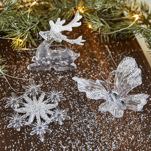 Transparent Acrylic Elk <b>Snowflake</b> Star Pendants Christmas Tree Holiday <b>Decorations</b> Set - Product Image 4