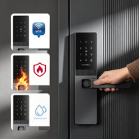Serrure de porte intelligente en bois LNDU A01 avec sonnette, Wi-Fi, Type-C, alimentation de secours, empreinte digitale, étanche et sécurité incendie