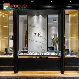 Modern Custom Jewelry Display Cabinet Manufacturer Wood Frame Brand Store Glass Showcase - Product Image 2