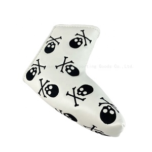 Lame Aimant Tête Couverture Blanc Squelette Broderie Headcover Club Putter Couverture En Cuir PU Étanche <span class=keywords><strong>Golf</strong></span> Putter Headcovers - Product Image 3