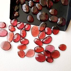 Grenat rouge Rhodolite naturel de haute qualité calibré à facettes inégale Rose Cut Cabochon à dos plat pour bijoux pierres précieuses en vrac - Product Image 4
