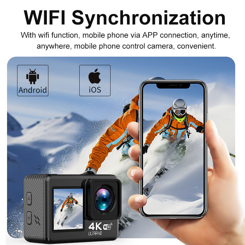 4K WiFi Waterproof Action Camera with Noise Cancellation 20 MP Sport Recorder HD 4K CMOS Imaging Sensor