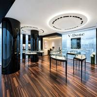 Comptoir de présentation de bijoux de luxe, vitrine en verre haut de gamme pour boutique, décoration intérieure de magasin de détail